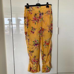 Yellow Floral Trousers Size Small